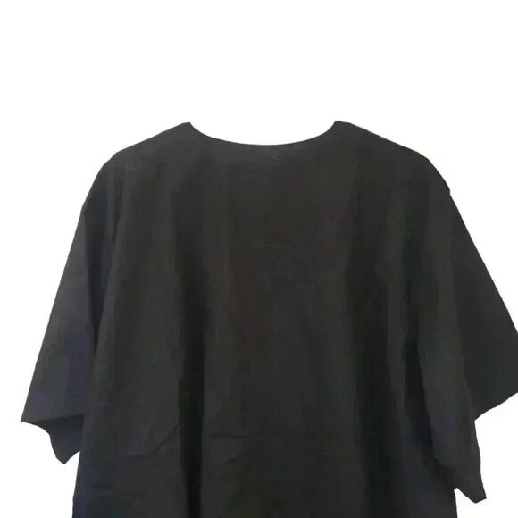 Landau Women's Black Poly/Cotton Snap Front V-Neck Short Sleeve Relaxed Fit 4 Po - Picture 8 of 13